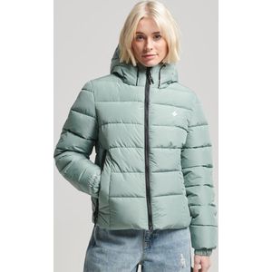 Superdry Hooded Spirit Sports Puffer Dames Jas - Light Jade Green - Maat Xl