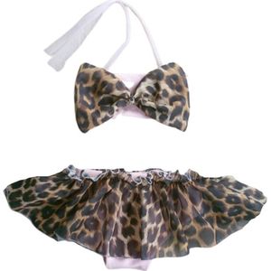 Maat 140 Bikini roze grote panterprint strik Baby en kind lichtroze zwemkleding Leopard Tijgerprint