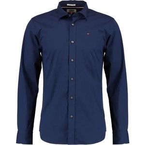 Tommy Jeans - Heren Overhemden Slim Fit Stretch - Blauw - Maat XL