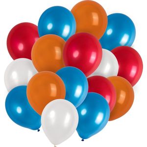 GBG 40 stuks Rood Wit Blauw Oranje Ballonnen met Lint – Decoratie – Feestversiering - Red - White - Blue – Orange - Orange Latex - Verjaardag - Nederlands Elftal - Feest - WK2022 - Koningsdag - Kings day