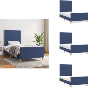 vidaXL Bedframe Met Hoofdeinde - Bedframes Met Hoofdeindes - Bed - Slaapmeubel - Bedframe met hoofdbord stof blauw 80x200 cm