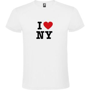 Wit T shirt met print van 'I love New York' print Zwart / Rood size XXL