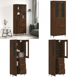 vidaXL Hoge kast 69,5x34x180 cm bewerkt hout bruin eikenkleur - Hoge Kast - Hoge Kasten - Dressoir - Buffetkast