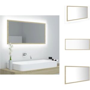 vidaXL Wandspiegel Sonoma Eiken - 90 x 8.5 x 37 cm - RGB-licht - Badkamerkast