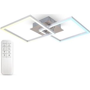 B.K.Licht - Plafondlamp - CCT - dimbaar - draaibar - timer - met afstandsbediening - led frame lamp - 3.000K - 6.500K - 27W