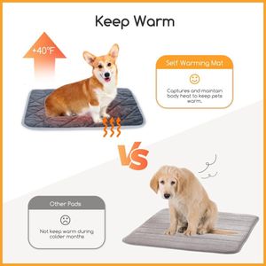 Zelfverwarmende Mat voor Katten en Honden, Verwarmingsdeken voor Huisdieren, Wasbare Milieuvriendelijke Antislip Warme Pad, Thermische Zachte Bedmat, L 70x48cm