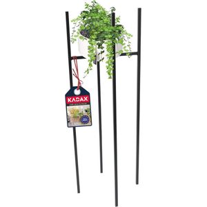Weerbestendige Bloemenstandaard voor Binnen en Buiten - Stalen Bloempothouder voor Balkon, Terras en Tuin - Zwart - 33x33x87 cm