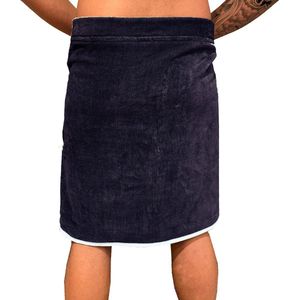 HOMELEVEL sauna handdoek voor hem - Katoenen saunakilt voor mannen - One size - Donkerblauw/wit