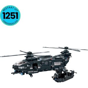 WOMA® Politiehelikopter Speelgoed Set Geschikt Voor LEGO - Vanaf 6 Jaar - 1251 Bouwstenen - SWAT - Bouwset - STEM Speelgoed - Speelset - Bouwspeelgoed - Inclusief Handleiding