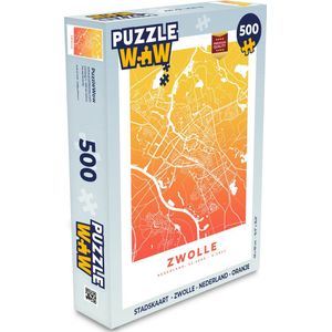 Puzzel Stadskaart - Zwolle - Nederland - Oranje - Legpuzzel - Puzzel 500 stukjes - Plattegrond