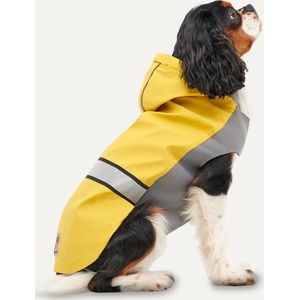 Goo-eez Reflecterende Regenjas met Capuchon Hond - Gepatenteerde Elastomeer Gel - M - Ruglengte 45 cm - Hondenjas - Waterbestendig - Rekbaar - Geel