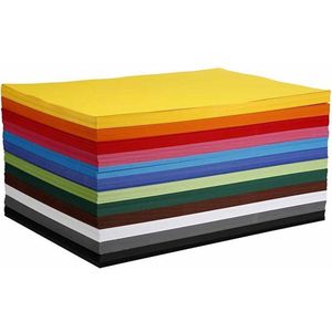 Gekleurd karton, A2, 420x594 mm, 180 gr, diverse kleuren, 120 div vellen/ 1 doos | Knutselpapier | Knutselkarton