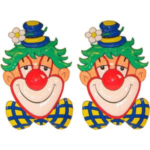 2x Clown decoratie 70 cm - feestversiering/feestdecoratie