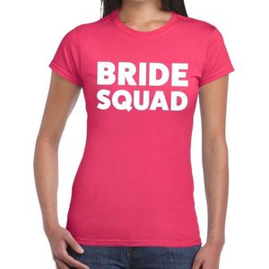 Bride Squad tekst t-shirt roze dames - dames shirt Bride Squad- Vrijgezellenfeest kleding L