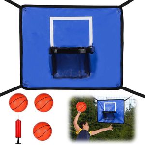 Basketbalkorf voor trampoline, met behuizing, 3 miniballen en 1 pomp, voor kinderen en volwassenen, binnen en buiten om te spelen