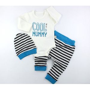 Babykledingset baby geschenkset 3 delig 100 % gekamd katoen Print: Cool mummy
