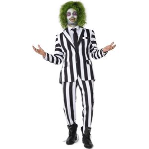 Suitmeister Beetlejuice Kostuum - Mannen Pak - Zwart & Wit - Halloween Horrorfilms - Maat XXL