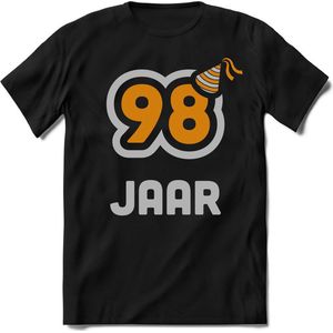 98 Jaar Feest kado T-Shirt Heren / Dames - Perfect Verjaardag Cadeau Shirt - Goud / Zilver - Maat 9XL