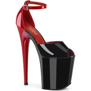 Pleaser - FLAMINGO-868 Sandaal met enkelband, Paaldans schoenen - US 6 - 36 Shoes - Zwart/Rood