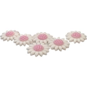 Taartdecoratie Madelief bloemen roze 6st