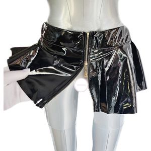 BamBella® - Minirok - XS/S - LATEX en stof Ultra korte rok - - Sexy Erotische dames fetish kleding -