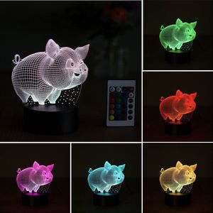 Klarigo®️ Nachtlamp – 3D LED Lamp Illusie – 16 Kleuren – Bureaulamp – Varkentjes Lamp – Sfeerlamp – Nachtlampje Kinderen – Creative lamp - Afstandsbediening