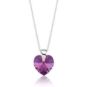 Montebello Ketting Amy HZ87 - 925 Zilver Gerhod. - Swarovski® Hart - Ø10mm - 45cm