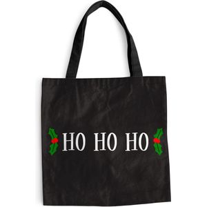 MuchoWow® Schoudertas - Strandtas - Big Shopper - Boodschappentas - Kerst quote ""Ho ho ho"" tegen een zwarte achtergrond - 40x40 cm - Katoenen tas