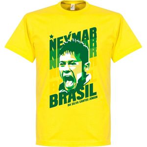 Neymar Portrait Brazilië T-Shirt - 3XL