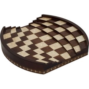Handgemaakte Houten 3D schaakbord - Metalen Schaakstukken - Schaakspel - Schaakset - Schaken - Chess