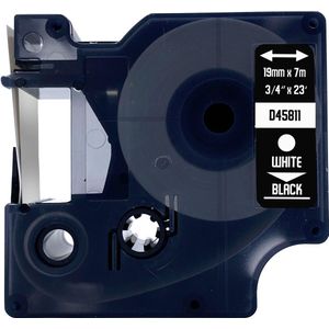 DULA Dymo D1 45811 - S0720910 - Compatible label tape - 1 lettertape - Wit op zwart - 19mm x 7m