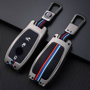 Metalen Autosleutel hoesje - Sleutelhoesje - Sleutelcover - Autosleutelhoes - Geschikt voor Mercedes - Grijs- B3 - Auto Sleutel Accessoires gadgets - Kado Cadeau man - vrouw