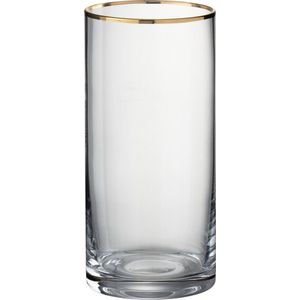 J-Line drinkglas Rand Cilinder Hoog - glas - goud - 6 stuks