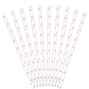 Partydeco - Rietjes Hartjes Wit/Roze (10 stuks)