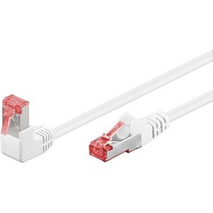 S/FTP CAT6 Gigabit Netwerkkabel - 1 kant haaks - CU - LSZH - 0,25 meter - Wit