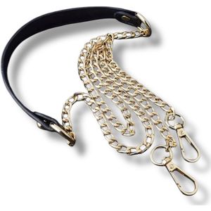 Bag strap Ketting - goud zwart - Chain - Goud aluminium - Tassenriem - Schouderband - Schouderriem Tas - Tassen Riem - Tas Hengsel - Tassen Band - Gitaar Strap - Cameratas Band - Cross Body - Riem - Bag Belt - Handtas Bandje
