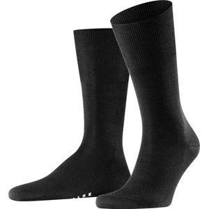 FALKE Airport warme ademende merinowol katoen sokken heren zwart - Maat 45-46