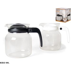 Glas/kunststof theepot met zwart deksel en handvat - 0,65 liter/650 ml