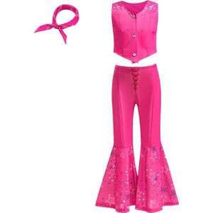 Joya Kids® Verkleedpak set als Barbie | Roze outfit voor kinderen | Verkleed kleding Meisje | Halloween kostuum | Barbie thema | Carnaval kleding | Barbie kostuum 3 delig | Maat 120