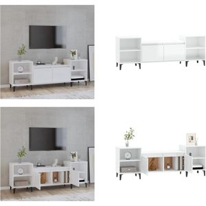 vidaXL Tv-meubel 160x35x55 cm bewerkt hout hoogglans wit - Tv-kast - Tv-kasten - Tv-meubel - Hifi-meubel