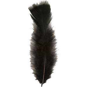200x Zwarte veren/sierveertjes decoratie/hobbymateriaal 17 cm - Sierveren - Veertjes - Hobby materiaal om mee te knutselen