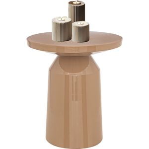MISOU Bijzettafel - Rond - Koffietafel - Modern - Organisch - Beige - Glans - 38cm - Metaal - SERENA