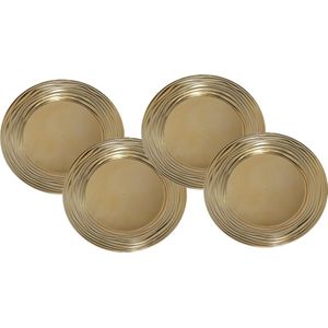 Kerst onderborden - D33 cm - goud - set 6x stuks - rond - kunststof