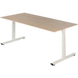 Presto R - Zit Sta Bureau - Electrisch - 65-130 cm-  140x80  -  Eiken Vicenza  -  Wit frame