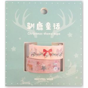 Kerst Duo Washi Tapes | Twee Verschillende Washi Tapes | Kerstmis Masking Tapes | Rendieren Herten Sneeuwmannen Sterren Strikken Kerstkransen | Versieren | Inpakken | Plakband | Journalling | Bullet Journal | Plakboeken | Stickers | Schattig | Mooi