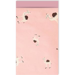 Roze Papieren Uitdeelzakjes Traktatiezakjes - 10 stuks - Verjaardag Kinderen - Kamelen - 12 x 19 cm