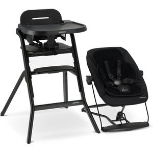 Deryan Curve Luxe Kinderstoel – Inclusief Wipstoel & Inlegkussen- Newborn Set - Meegroei Kinderstoel – Zwart