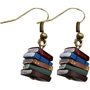 Multicolor Boek Hanger Drop Oorbellen Bibliotheek Hangers Oorbellen Retro Sieraden Gift voor Vrouwen Meisjes
