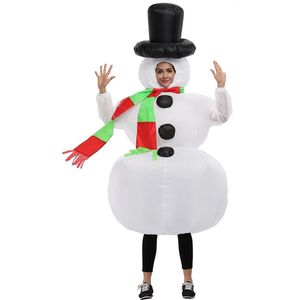 KIMU® Opblaas Kostuum Sneeuwpop - Opblaasbaar Pak - Sneeuwpoppak Mascotte Opblaaspak - Opblaasbare Sneeuwman Volwassenen Dames Heren Festival