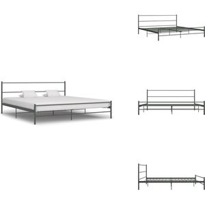 vidaXL Bedframe - Bedframes - Tweepersoonsbed - Tweepersoonsbedden - Bedframe metaal grijs 200x200 cm